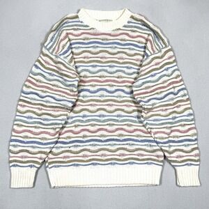 Vintage Coogi Style 3D Knit Sweater Womens Large 90s Chunky Knit Art Made in USA